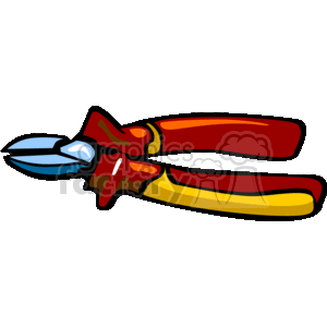 The clipart image depicts a pair of wire cutters, also known as snips or wire snippers. These are hand tools designed for cutting wires.