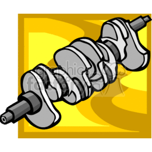 The image shows a stylized illustration of a crankshaft, a crucial component of an internal combustion engine found in cars and other vehicles. The crankshaft has a series of offset shafts connected to rods, which in turn connect to the pistons in the engine.