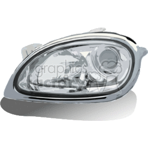 The clipart image depicts a stylized representation of a car headlight. The headlight appears to be designed for the front of a vehicle, incorporating various reflections and details to suggest its glass and metal components.
