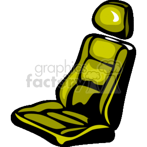 The image is a stylized clipart illustration of a green car seat.