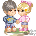 cute little girl and boy holding hands