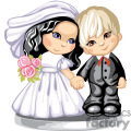 little girl and boy holding hands dressed as bride and groom