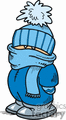 child bundled in winter clothing all in blue