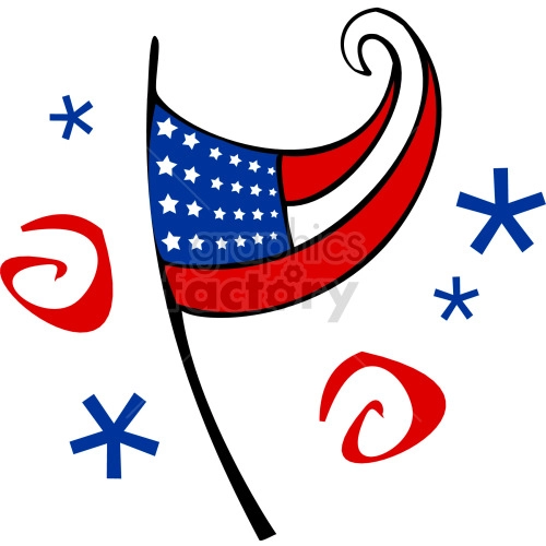 A colored american flag with a curled end