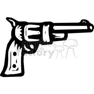 The image is a black and white clipart of a pistol, which appears to be a revolver-style handgun. The image portrays the side view of the firearm with the barrel, cylinder, trigger, and handle clearly visible.