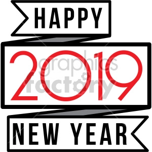 2019 happy new year ribbon