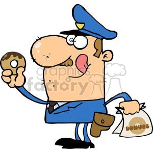 Happy Police Officer Eating Donut