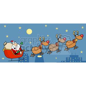 Christmas Santa Sleigh And Reindeer