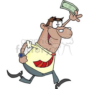 3176-Happy-African-American-Businessman-Running-With-Dollar-In-Hand