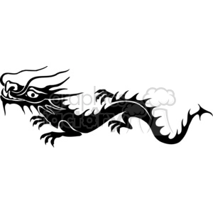 The image shows a stylized representation of a Chinese dragon in a black and white silhouette, designed to be vinyl-ready for use in decals, graphics, or various forms of decoration.