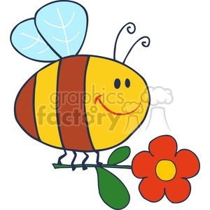 4714-Royalty-Free-RF-Copyright-Safe-Happy-Bee-Fflying-With-Flower