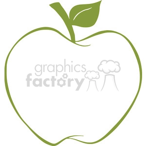 12920 RF Clipart Illustration Apple With Green Outline