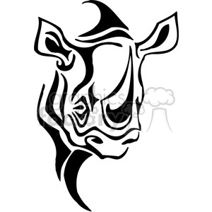 The image is a stylized, black and white outline of a rhinoceros head. It looks like a graphic ideal for use as a vinyl decal, tattoo design, or other artistic applications that require a bold, simplified representation of a rhino.