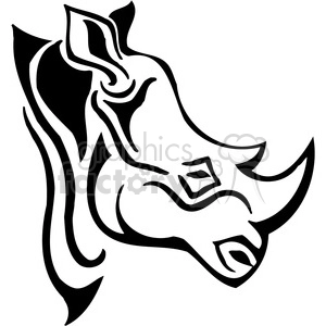 The image is a stylized black and white outline of a rhinoceros head. It appears to be designed in a simple, bold style suitable for vinyl cutting or similar applications.