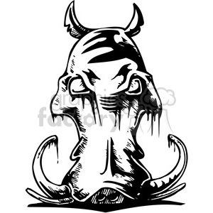The clipart image depicts a stylized, aggressive wild boar or pig. The design appears to be in a bold, high-contrast style that might be suitable for use as a vinyl decal or tattoo design. The boar exhibits prominent tusks and a strong, forward-leaning stance, conveying a sense of power and aggression.