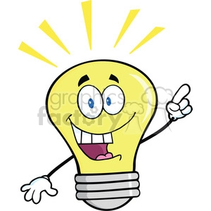6124 Royalty Free Clip Art Light Bulb Cartoon Mascot Character With A Bright Idea