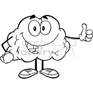 5981 Royalty Free Clip Art Happy Brain Character Giving A Thumb Up