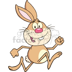 Royalty Free RF Clipart Illustration Smiling Rabbit Cartoon Character Runing