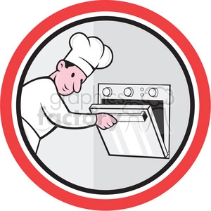 chef opening oven side shape