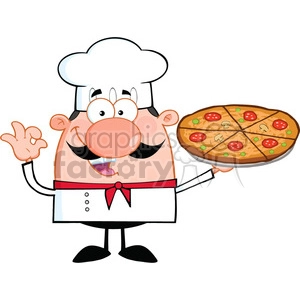 6841_Royalty_Free_Clip_Art_Cute_Little_Chef_Cartoon_Character_Holding_A_Pizza_Pie