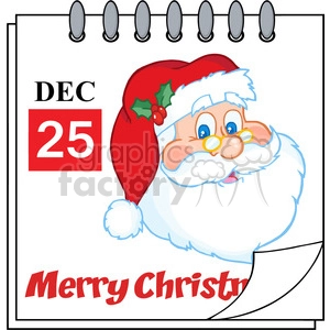 Royalty Free RF Clipart Illustration Christmas Holiday Calendar With Classic Santa Claus Head