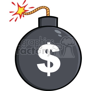 Royalty Free RF Clipart Illustration Cartoon Bomb With Dollar Sign