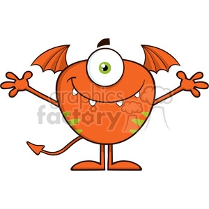 8905 Royalty Free RF Clipart Illustration Smiling Cute Monster Cartoon Character With Welcoming Open Arms Vector Illustration Isolated On White