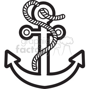 anchor with rope vector illustration black white
