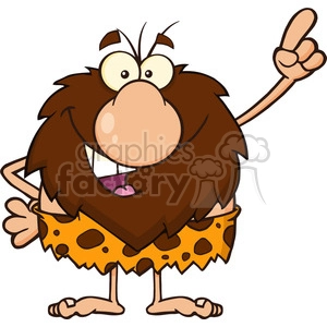 smiling male caveman cartoon mascot character pointing vector illustration