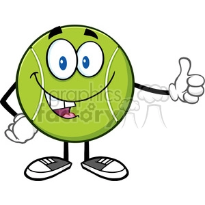 cute tennis ball cartoon mascot character giving a thumb up vector illustration isolated on white