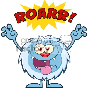 Scary Yeti Cartoon Mascot Character With Angry Roar Sound Effect Text Vector