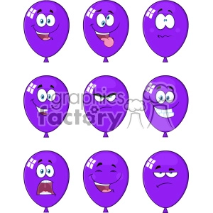 This set includes 9 different balloons, with varying expressions - from happy, confused, angry, worried, and more.