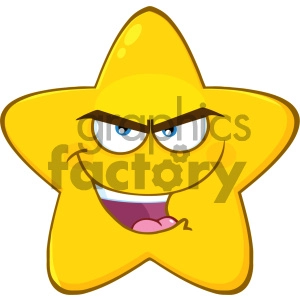 Royalty Free RF Clipart Illustration Evil Yellow Star Cartoon Emoji Face Character With Bitchy Expression Vector Illustration Isolated On White Background