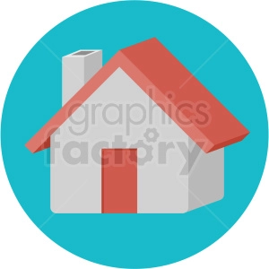 house vector flat icon clipart with circle background