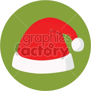 christmas santa hat on green circle background icon