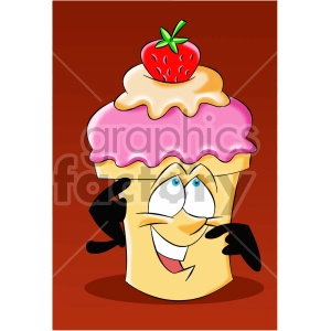 cartoon ice cream mascot character with a strawberry on top