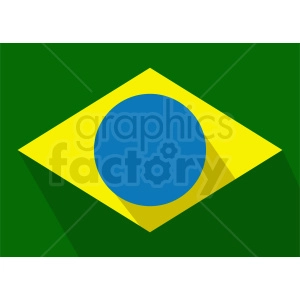 The image is a stylized representation of the flag of Brazil. It features a green field with a large yellow rhombus in the center, and a blue circle inside the rhombus. The blue circle, which typically contains stars and a white band with the national motto, has not been detailed in this depiction, suggesting a simplified or abstract representation of the flag.