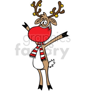 Christmas reindeer wearing mask vector clipart