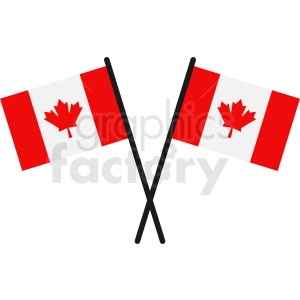 The image shows two Canadian flags crossed over each other. Each flag features two vertical red bands on the sides and a white center band with a red maple leaf in the middle.