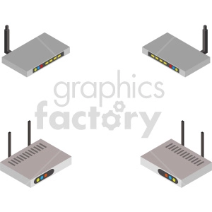 isometric network router vector icon clipart 1