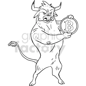 bull holding bitcoin vector graphic