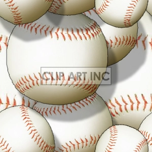 The clipart image shows a selection of baseballs. There is one at the front where you can see most of it, and then the remainder are partly visible