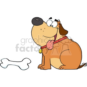 5250-Happy-Fat-Dog-With-Bone-Royalty-Free-RF-Clipart-Image