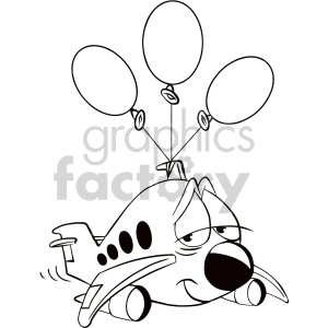 black and white tired airplane cartoon character