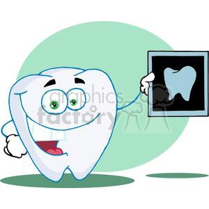 Cartoon Tooth with X-ray Picture of a tooth