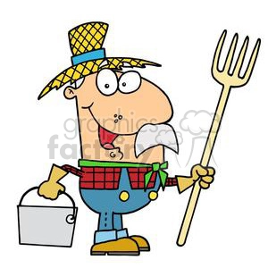 cartoon farmer guy in a yellow straw hat