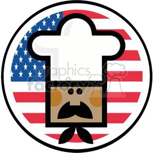 An Avatar Of African American Chef Male Face Over Of Flag Of USA