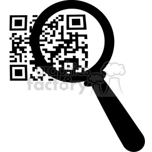 The clipart image shows a magnifying glass enlarging a portion of a QR code, making it appear much larger within the lens.