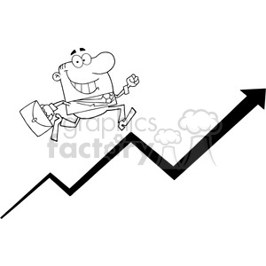Businessman Running Upwards On A Statistics Arrow