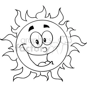 12895 RF Clipart Illustration Happy Sun Cartoon Character